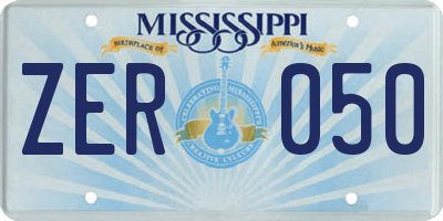 MS license plate ZER050