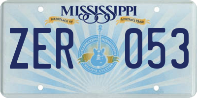 MS license plate ZER053