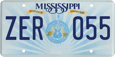 MS license plate ZER055