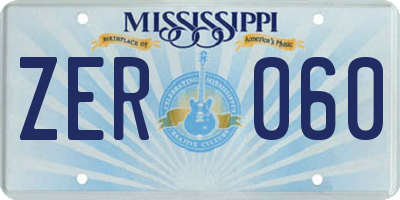 MS license plate ZER060