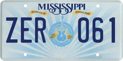 MS license plate ZER061