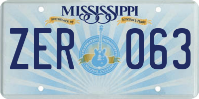 MS license plate ZER063