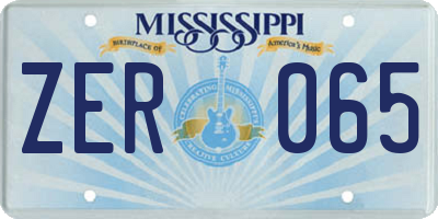MS license plate ZER065