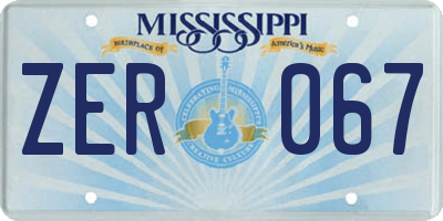 MS license plate ZER067