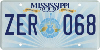 MS license plate ZER068