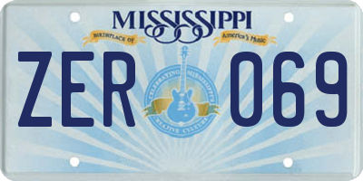 MS license plate ZER069