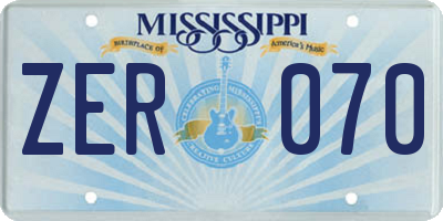 MS license plate ZER070