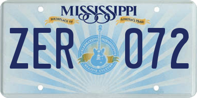 MS license plate ZER072