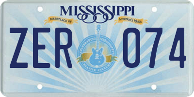 MS license plate ZER074