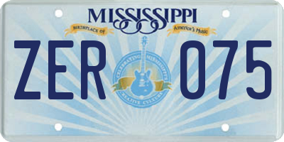 MS license plate ZER075