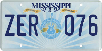 MS license plate ZER076