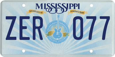 MS license plate ZER077