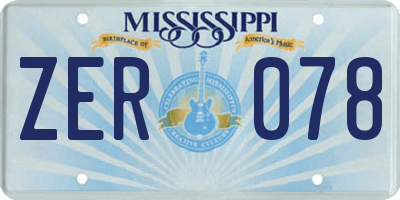 MS license plate ZER078