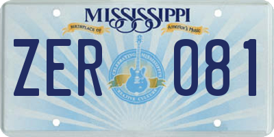MS license plate ZER081