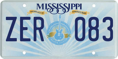 MS license plate ZER083