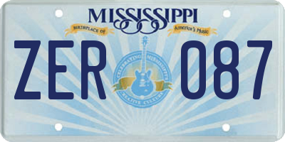 MS license plate ZER087