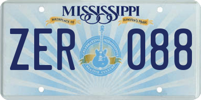 MS license plate ZER088