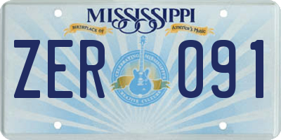 MS license plate ZER091