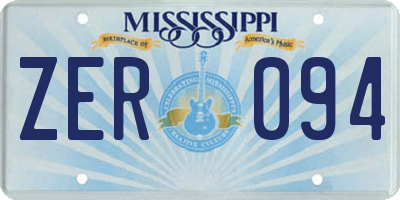 MS license plate ZER094