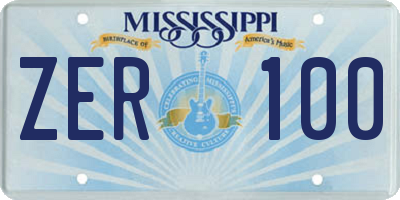 MS license plate ZER100