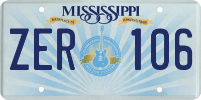MS license plate ZER106