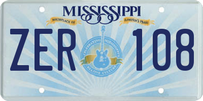 MS license plate ZER108