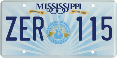 MS license plate ZER115