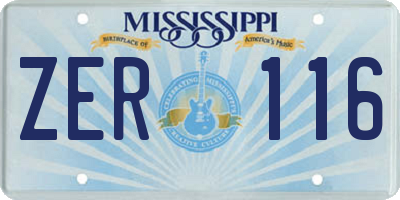 MS license plate ZER116