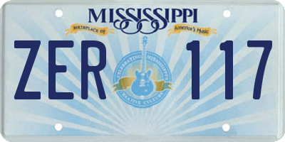 MS license plate ZER117