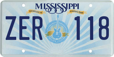 MS license plate ZER118