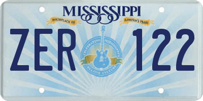 MS license plate ZER122