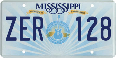 MS license plate ZER128