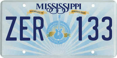 MS license plate ZER133