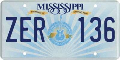 MS license plate ZER136