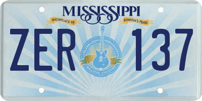 MS license plate ZER137