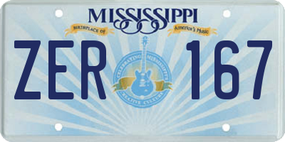 MS license plate ZER167