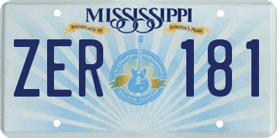 MS license plate ZER181