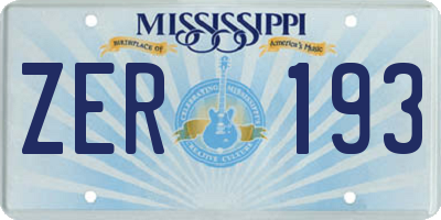 MS license plate ZER193