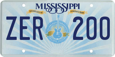 MS license plate ZER200