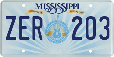 MS license plate ZER203