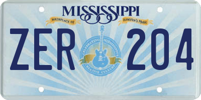 MS license plate ZER204