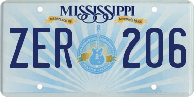 MS license plate ZER206