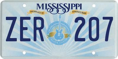 MS license plate ZER207