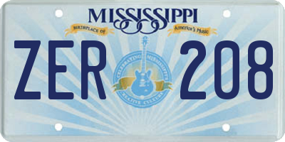 MS license plate ZER208