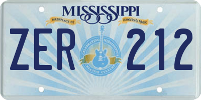 MS license plate ZER212