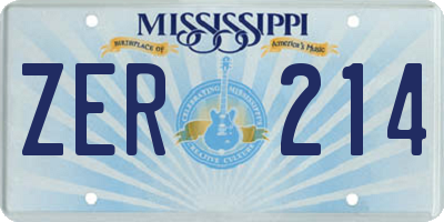 MS license plate ZER214