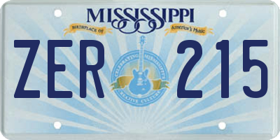 MS license plate ZER215