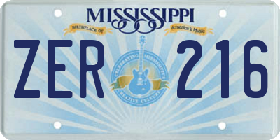 MS license plate ZER216