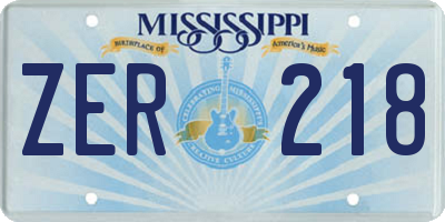 MS license plate ZER218