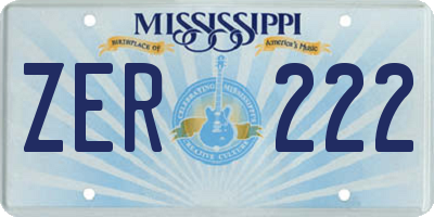 MS license plate ZER222